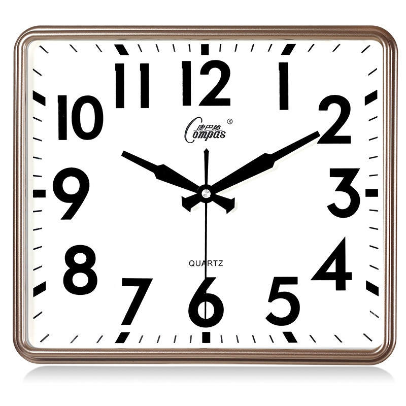 康巴丝客厅挂钟卧室电子钟表创意静音个性时尚日历时钟石英钟家用(956)_14英寸（直径35.5厘米） 金色 普通款