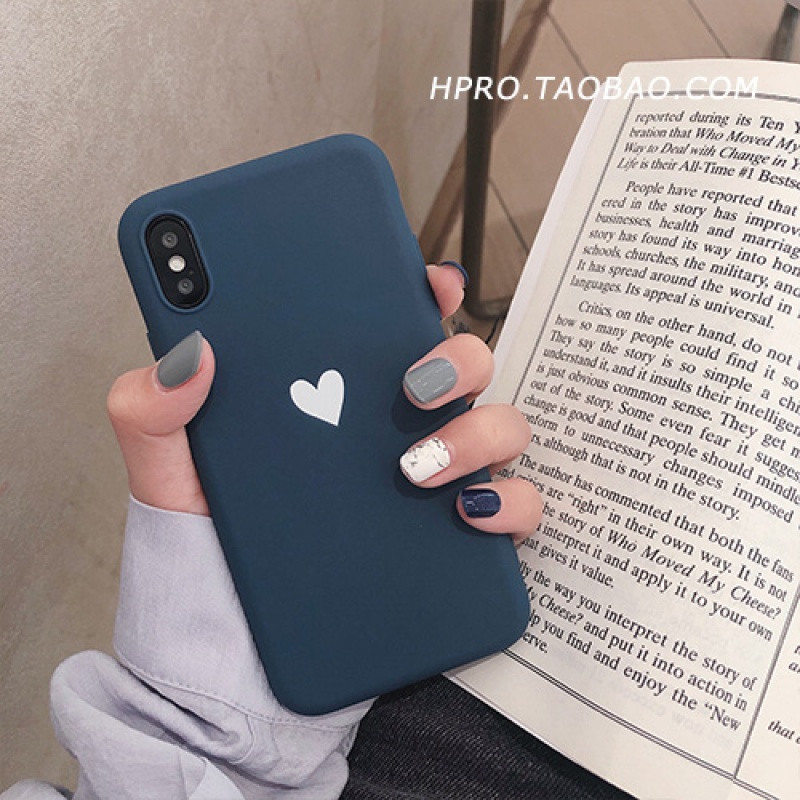 简约爱心6s苹果x手机壳XSMax/XR/iPhoneX/8plus/7p女款iphon_5 iPhone7/8蓝色