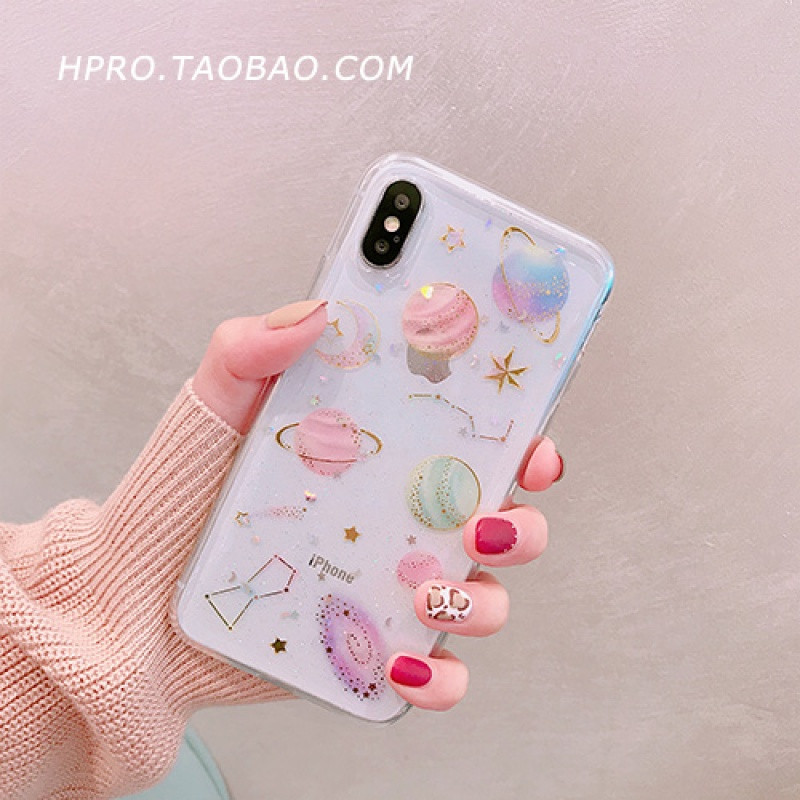 网红星空6s苹果x手机壳XSMax/XR/iPhoneX/8plus/7p女款iphon_1 7plus/8plus透明