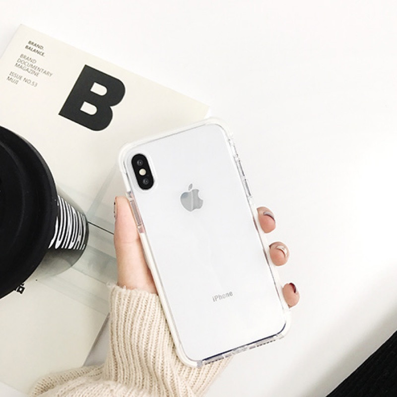简约透明壳6s苹果x手机壳XSMax/XR/iPhoneX/8plus/7p女款ipho_6 6/6s白色