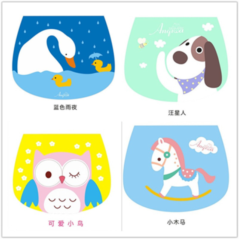 儿童纯棉汗巾狗年小孩隔汗巾幼儿园隔吸汗全棉1--4-6岁7大码2条装 1-5岁雨夜+小狗+小鸟+木马