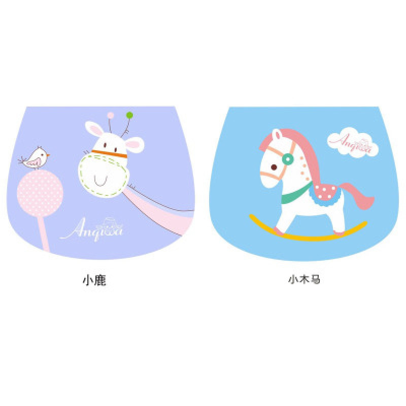 儿童纯棉汗巾狗年小孩隔汗巾幼儿园隔吸汗全棉1--4-6岁7大码2条装 6-10岁小鹿+小木马