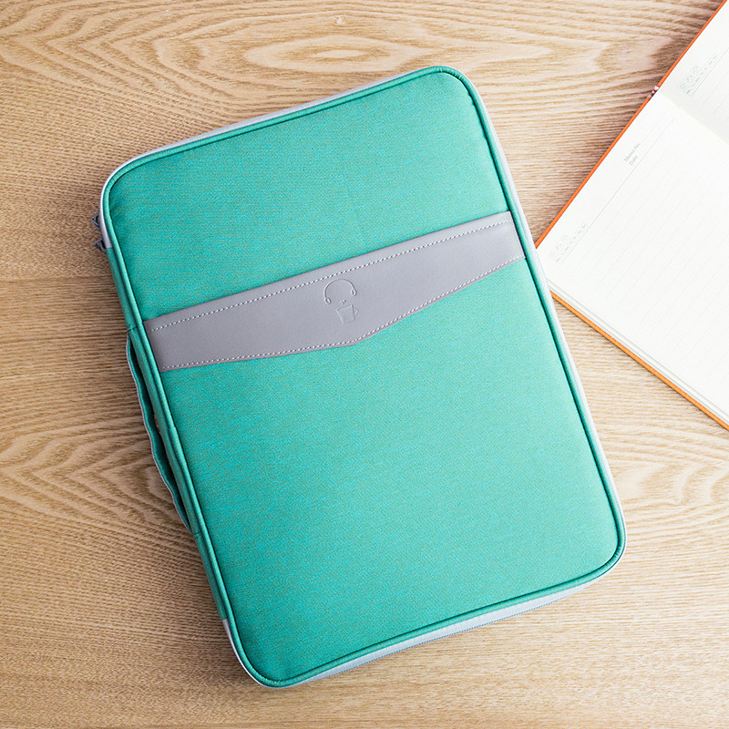 A4文件收纳包商务文件袋文件包资料袋帆布多功能包韩国多层男女_7 B款果绿色
