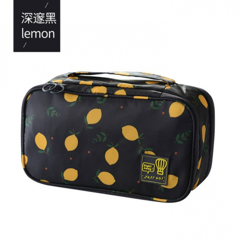 旅行收纳袋洗漱包防水便携女内衣收纳包套装化妆包大容量旅游用品_3 黑柠檬