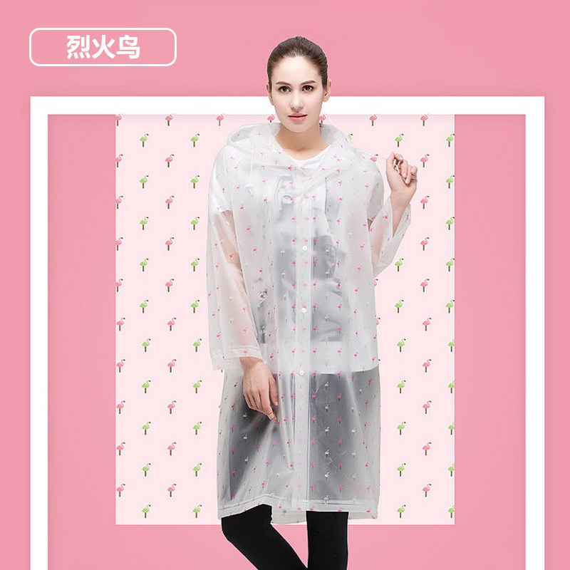 单人旅游透明雨衣成人徒步防水连体男女式户外长款雨披_1 印花-烈火鸟