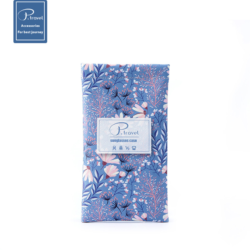 韩国女款眼镜袋便携太阳镜袋墨镜包布袋简约防压刮花抗压收纳袋子_3 蓝底碎花