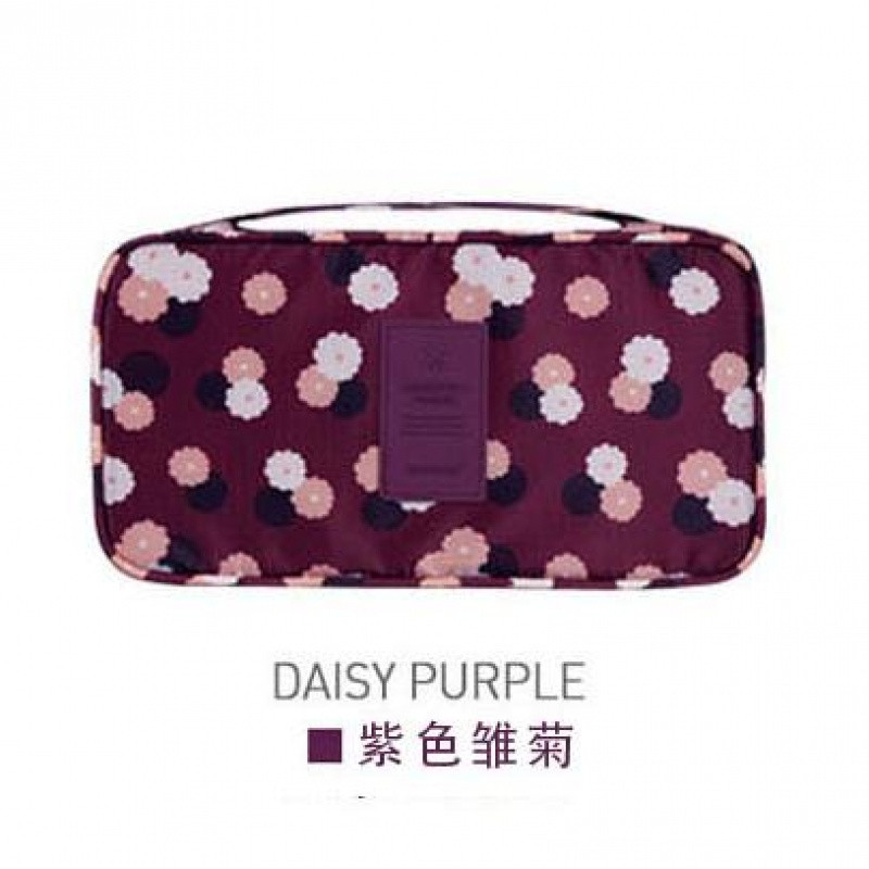 内衣收纳整理收纳袋衣服储物韩版便携旅行文胸包内裤防尘分格盒 三代/紫色雏菊