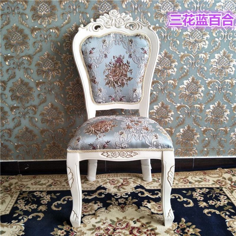 欧式椅子单人简约现代家用接待美甲酒店餐椅白色实木餐厅靠背椅子_733_276 白色_三花浅兰花