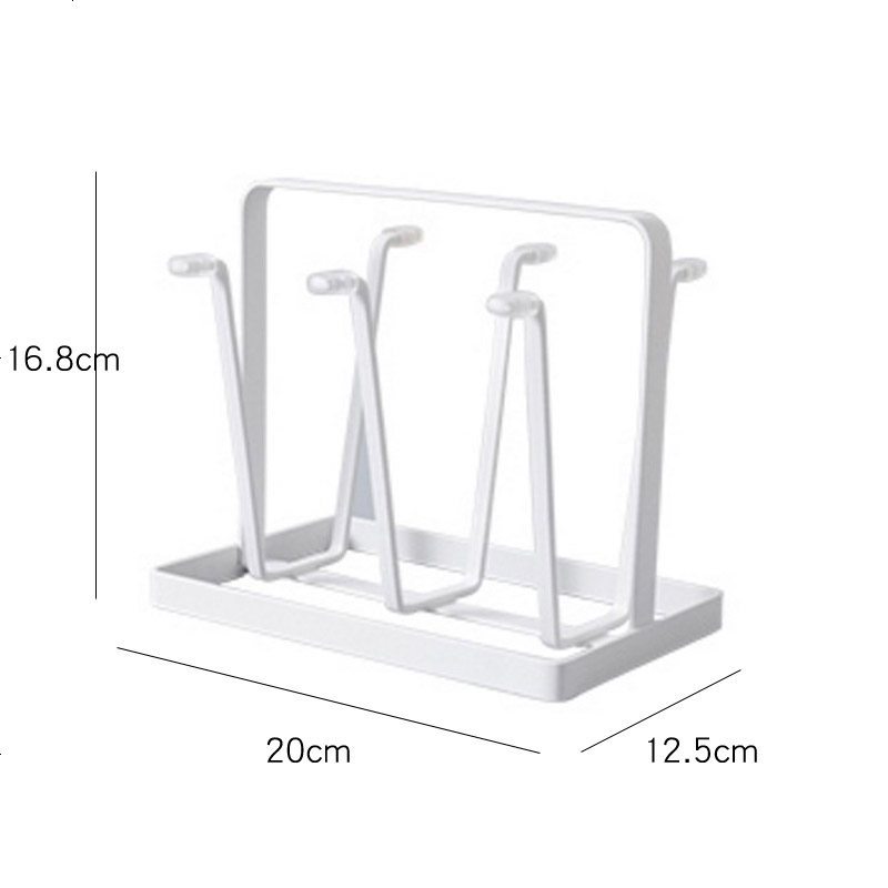包邮北欧简约铁艺咖啡杯沥水杯架 玻璃杯收纳架 菜板收纳架砧板架_345_390 白色杯架（磨砂）