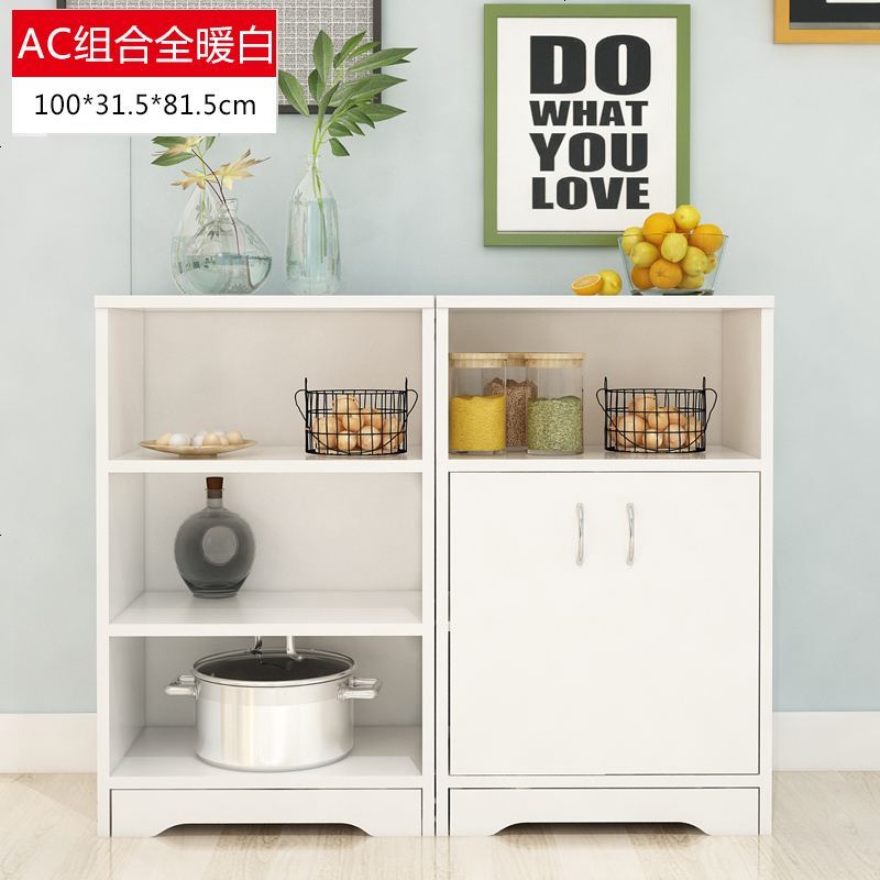 餐具3层多功能柜子小碗柜酒水柜普通酒吧简易韩式厨柜加厚储物柜_693_674 AC暖白_单_