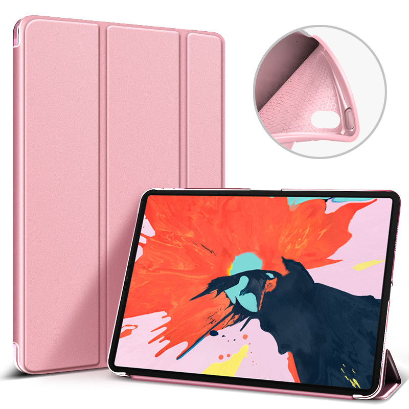 zoyu 苹果iPad Pro11寸保护套 2018新款iPad Pro11全面屏保护壳三折硅胶防摔全包 玫瑰金