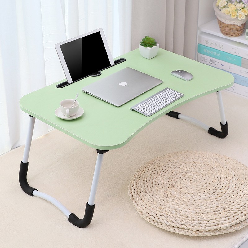 笔记本电脑桌床上书桌可折叠懒学生宿舍简约小桌子做桌寝室用_956_268 【防滑+卡槽】绿色