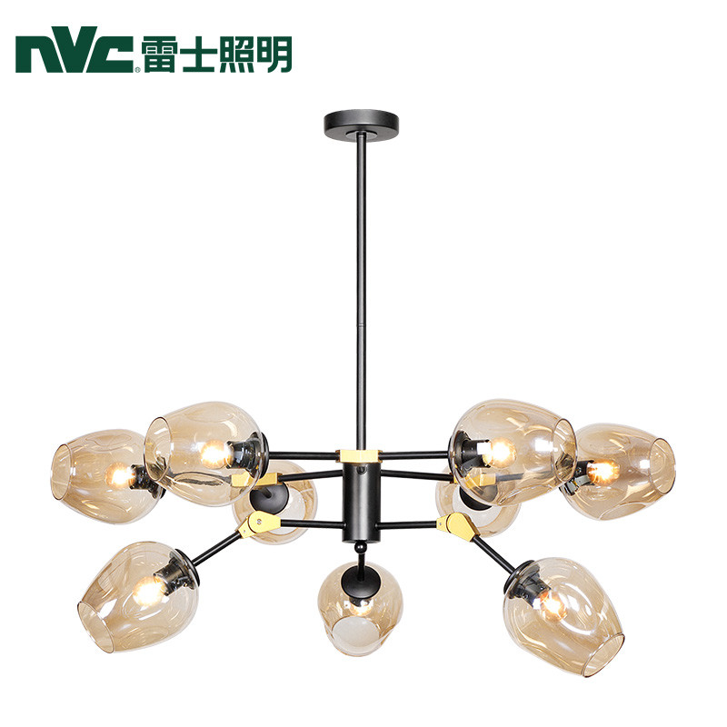 雷士照明（NVC） led后现代简约创意分子灯客厅餐厅卧室灯具北欧风格灯饰 【自购E27灯泡】魔豆9头Φ980*1000