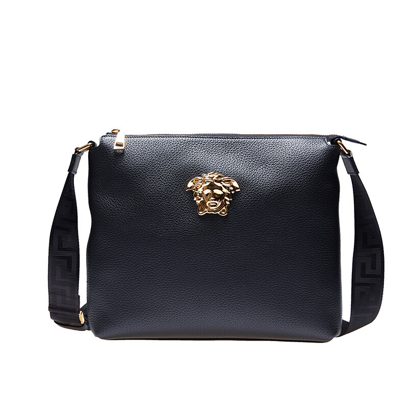 VERSACE 范思哲男式黑色皮革美杜莎LOGO单肩包轻奢品DFB5569DGOV2 D41OH 黑色