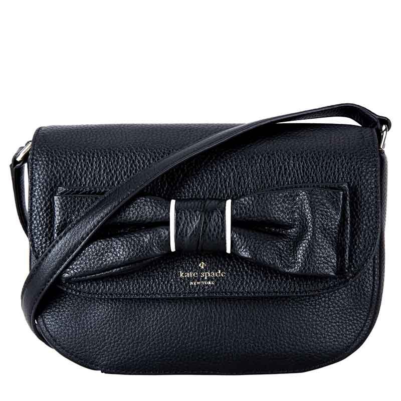 凯特·丝蓓 Kate Spade 奢侈品 女士黑色皮质单肩斜挎包 WKRU4603 091 黑色WKRU4603091