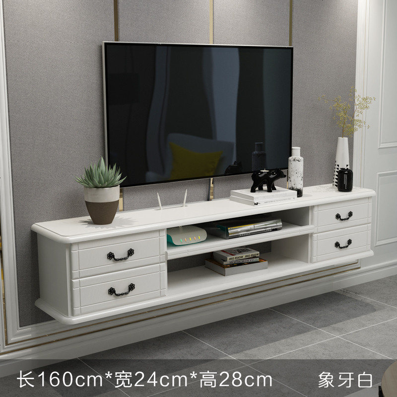 北欧实木简易墙上壁挂式电视柜简约现代小户型客厅悬挂窄迷你卧室_528_717 整装_1.6米象牙白（整装全实木）