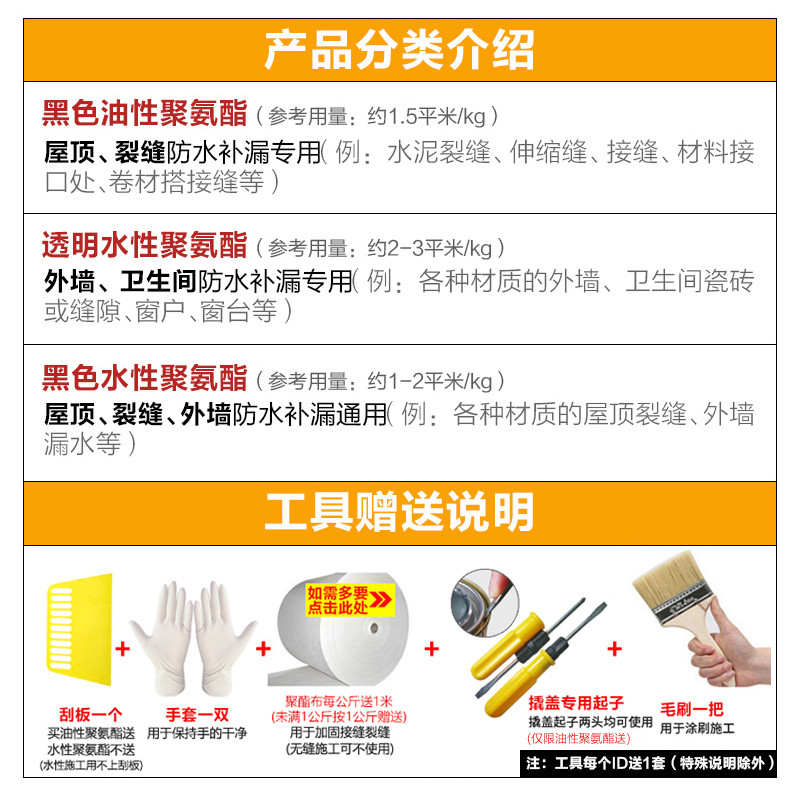 聚氨酯屋顶防水补漏材料外墙防水胶房顶沥青卫生间堵漏王防水涂料 【屋顶、外墙通用】30kg黑色水性聚氨酯（约40平米）