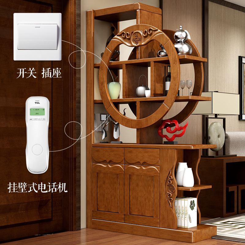 中式实木玄关柜客厅隔断柜鞋柜厅间厅柜酒柜双面入屏风装饰柜_930_423 组装_1.5米黄金胡桃色（50天后发货）_框架结构