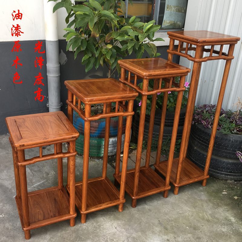 包邮明式红木花梨几刺猬紫檀古典客厅实木室内落地植物盆景花架_474_194 刺猬紫檀高68面35cm*酸枝色*_中等