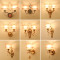 简欧壁灯床头卧室客厅现代简约创意LED美式背景墙过道楼梯酒店灯 9110-2蓝色