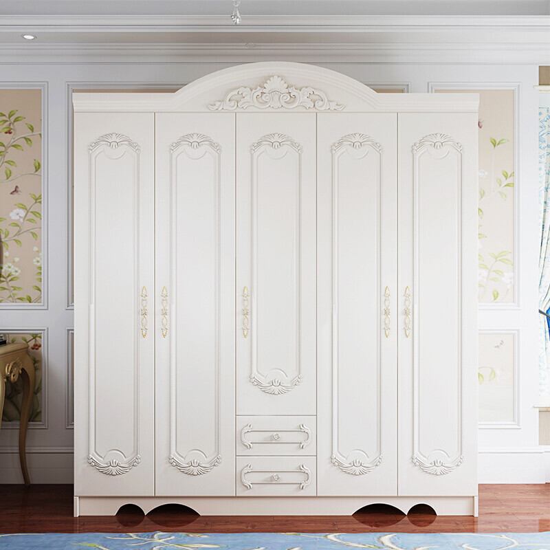 白色简约现代经济型三四五衣柜实木质板式卧室六欧式衣橱 主衣柜+顶柜