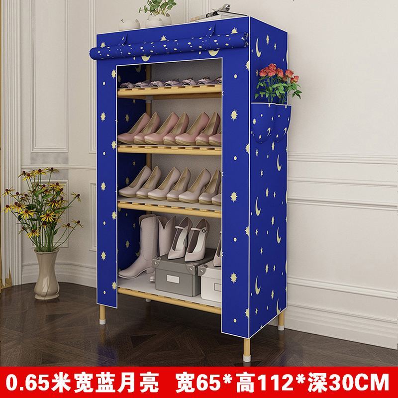 实木简易防尘鞋架特价经济型家用多功能省空间鞋柜简约现代厅柜_285_335 0.65米宽B款鞋柜蓝月亮