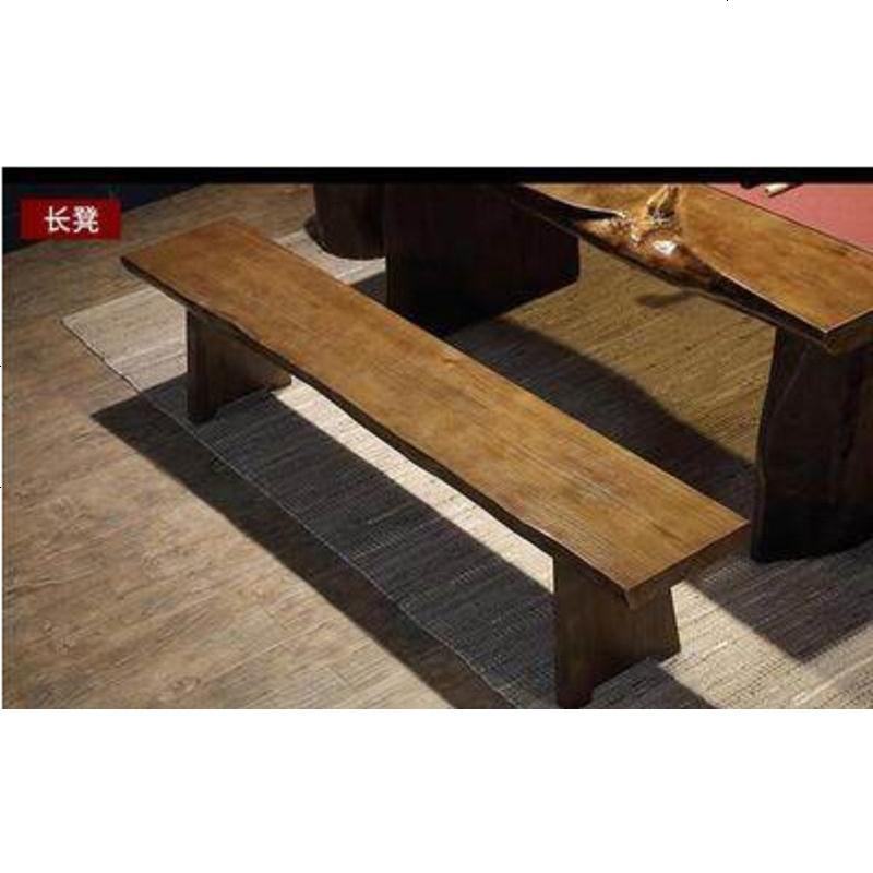 简约现公桌loft实木长条会议桌工业风泡茶桌原木大板办公家具_892_542 长凳180*33*45木板6公分