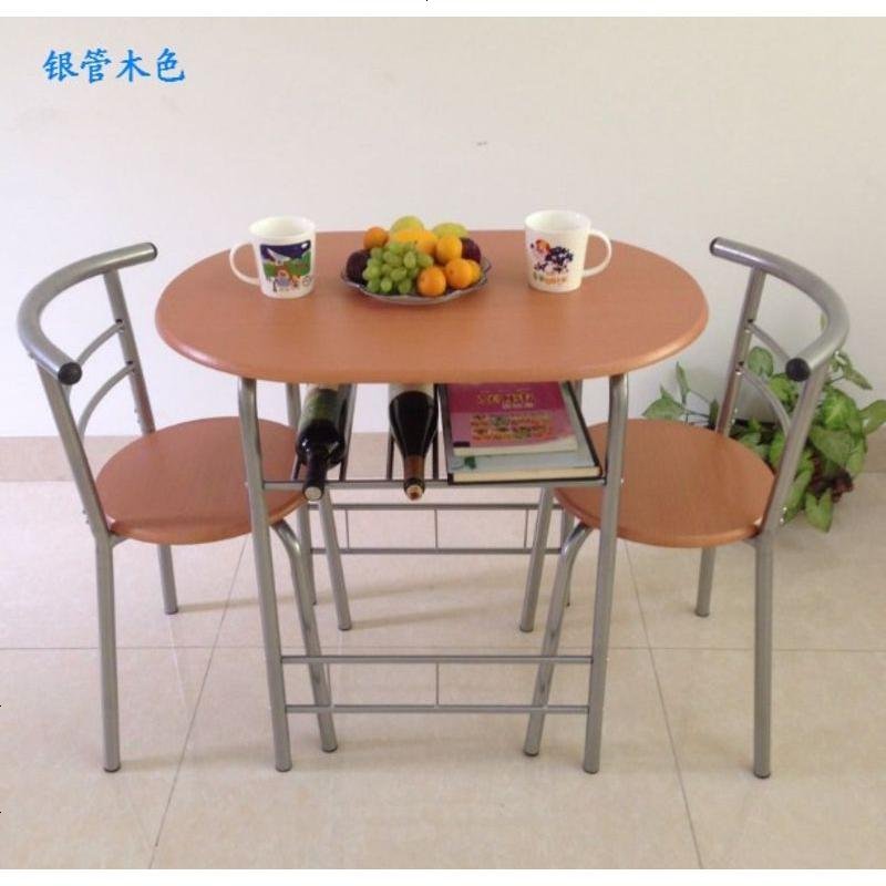 餐桌椅组合，情侣桌，一桌两椅 小户型餐桌 一桌两椅_54_170 银管木色1桌2椅