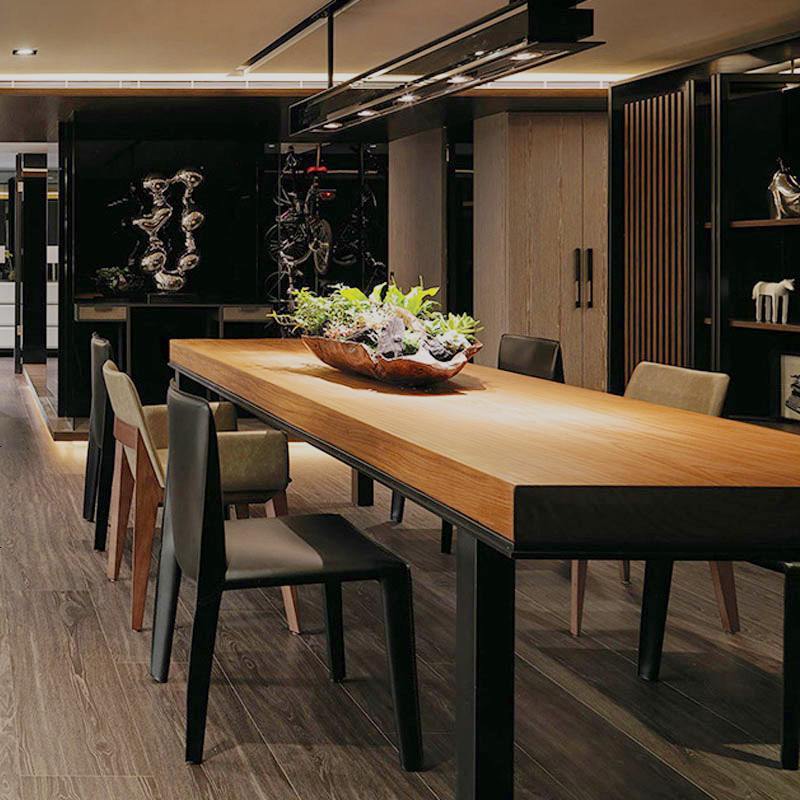 实木餐饮桌椅组合餐厅饭店咖啡桌工业风美式复古铁艺酒店家用餐桌_411_374 定制尺寸/颜色联系客服