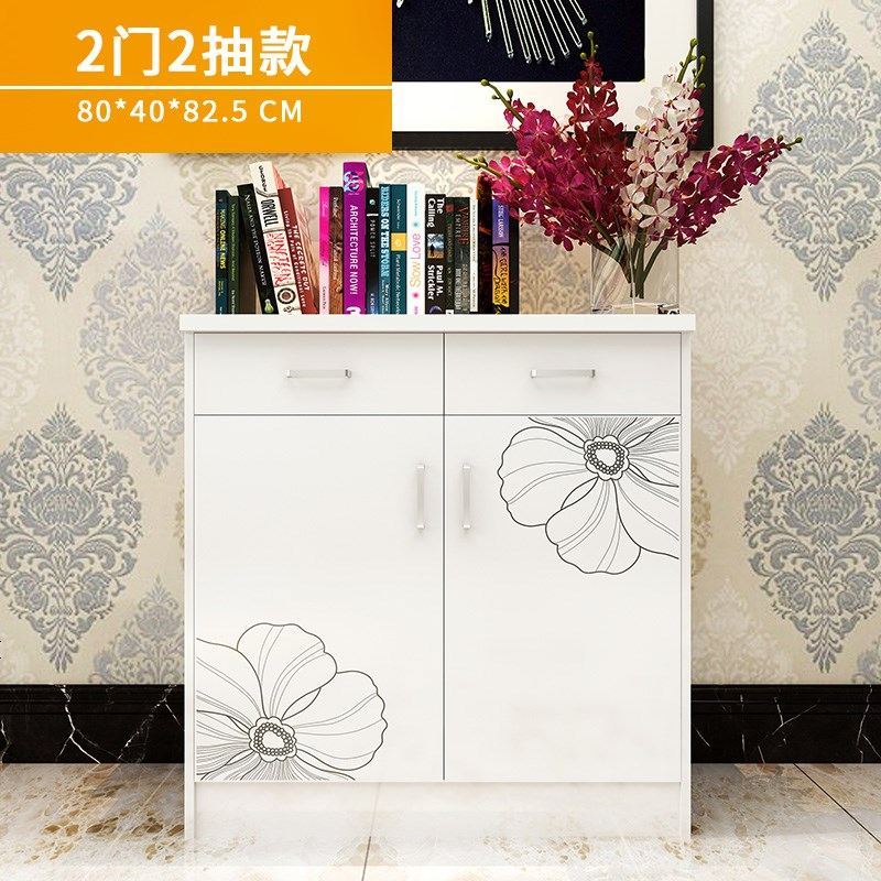 现代简约餐边柜储物柜厨房橱柜碗柜收纳茶水柜客厅简易柜餐柜烤漆_125_453 C-2格桑淡彩_双_