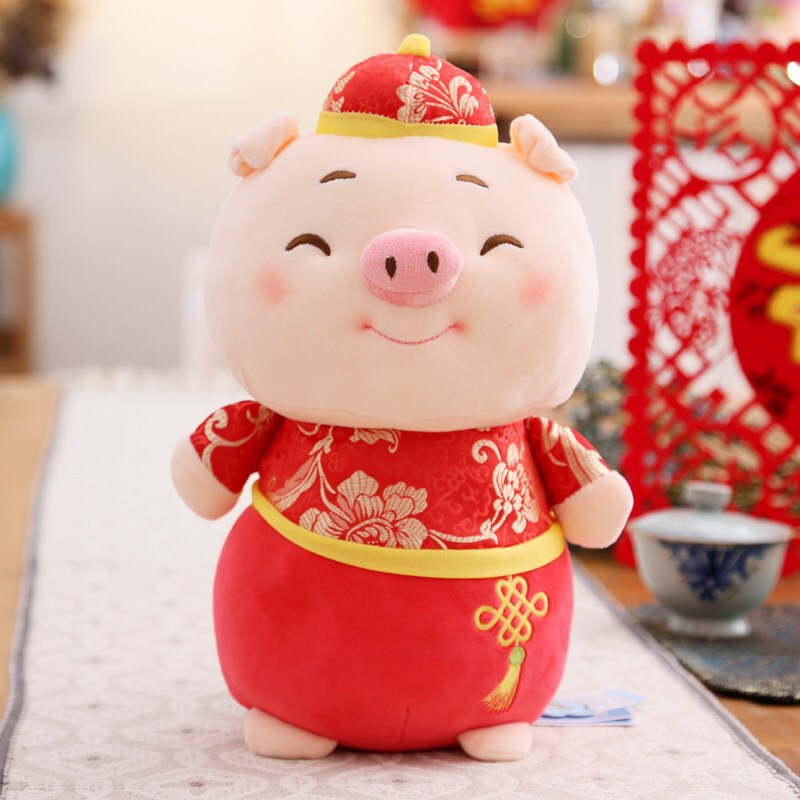 心向绒 2019猪年吉祥物公仔美满猪生肖猪毛绒玩具小猪布娃娃新年礼物年会礼品玩偶 55cm 眯眼款