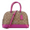 COACH 蔻驰 奢侈品 女士卡其玫红色PVC手提单肩斜挎贝壳包 F27583 SVO5B 卡其玫红色