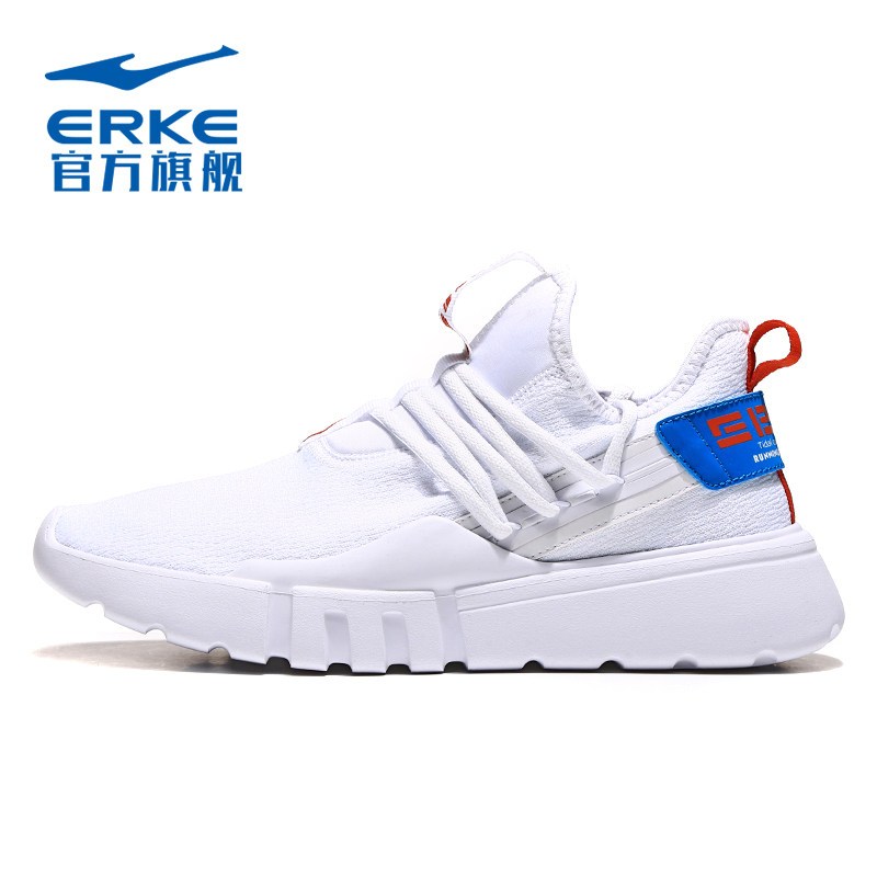 鸿星尔克（ERKE）男子跑步鞋时尚潮流男子耐磨防滑舒适透气运动鞋子跑鞋5111832024 正白/夏日橙 40
