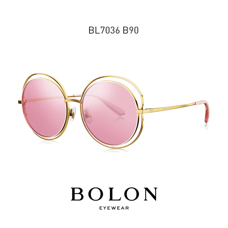 BOLON暴龙2019新款太阳镜个性时尚圆框眼镜偏光女士墨镜BL7036 B90