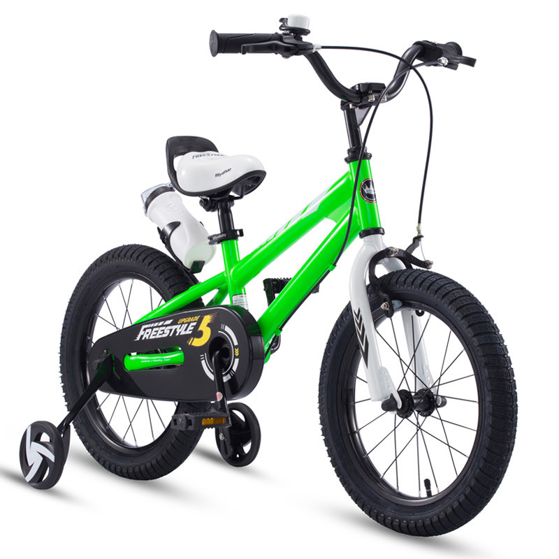 优贝钢架表演儿童自行车 18寸大车座P型链罩 荧光绿