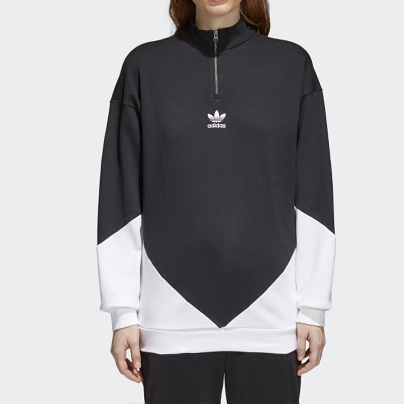 Adidas阿迪达斯三叶女装女子时尚简约拼接运动休闲透气卫衣套头衫CE1738 L 默认颜色