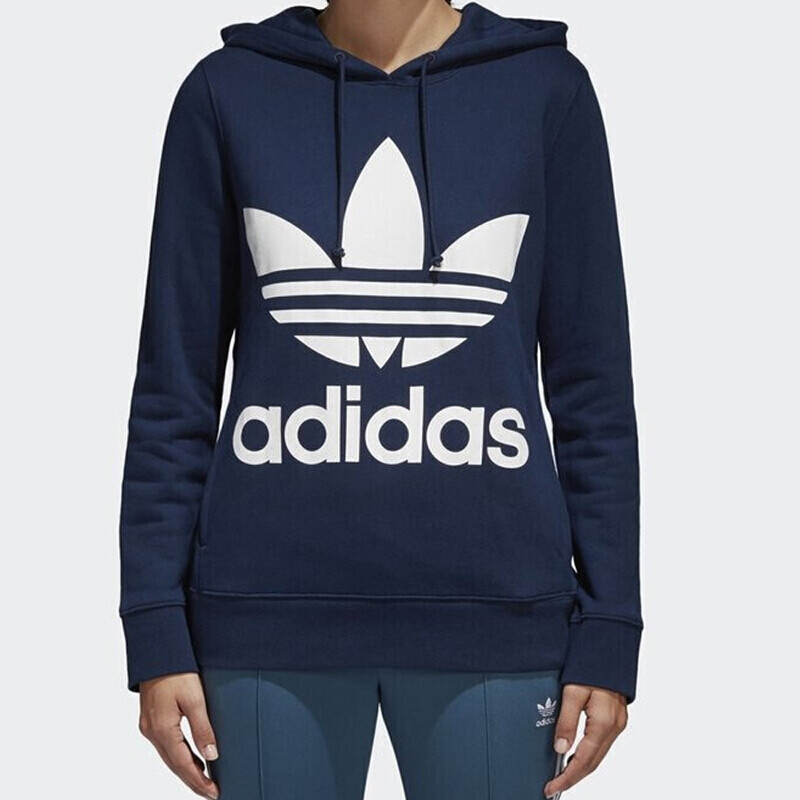 Adidas阿迪达斯三叶女装2018春新款运动连帽休闲针织连帽卫衣套头衫CE2410 XL 默认颜色