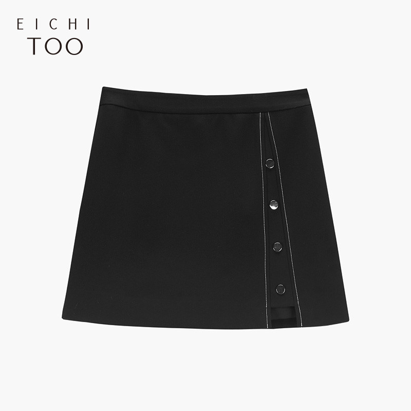 爱居兔春季2019女装黑色修身臀短半身裙 黑色（13） 170/76A/XL