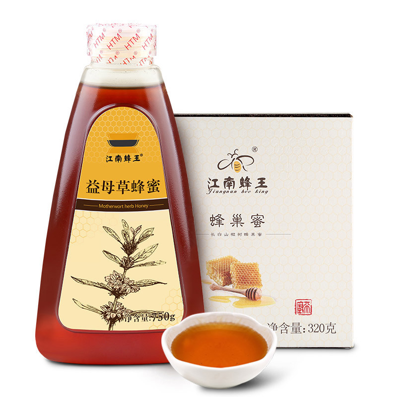 江南蜂王 益母草蜂蜜750g长白山椴树蜂巢蜜320g组合装