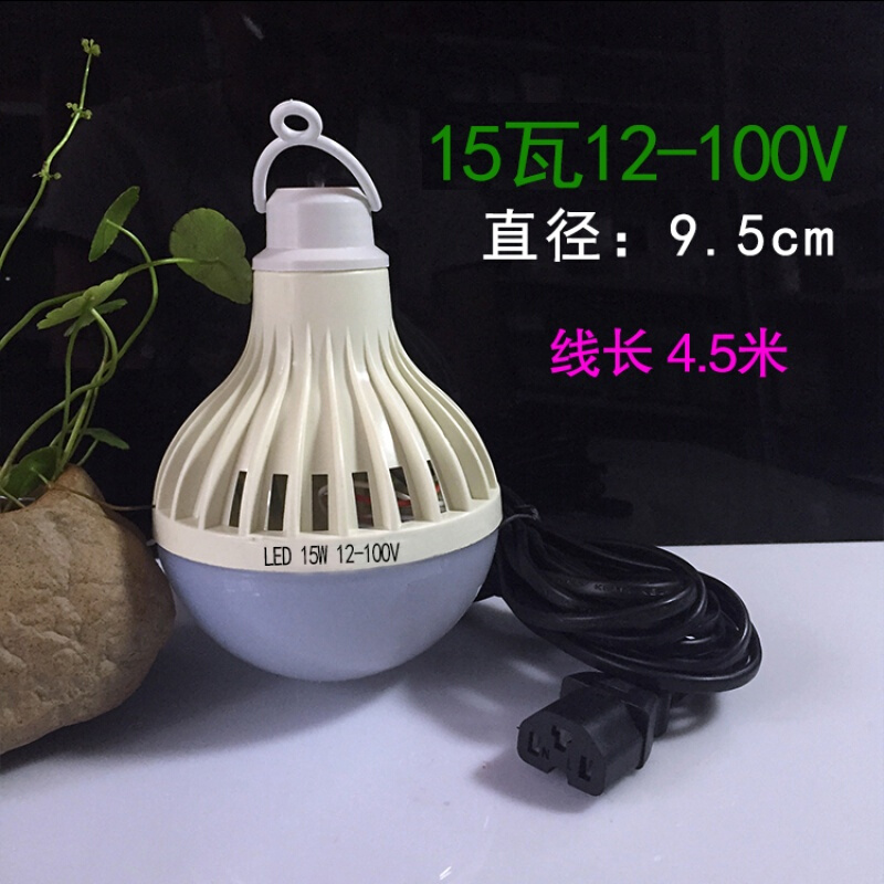 电瓶车led灯泡插头电动12v48v60v夜市电瓶灯地摊灯蓄电池超亮 默认尺寸 15瓦12-100/4.5米