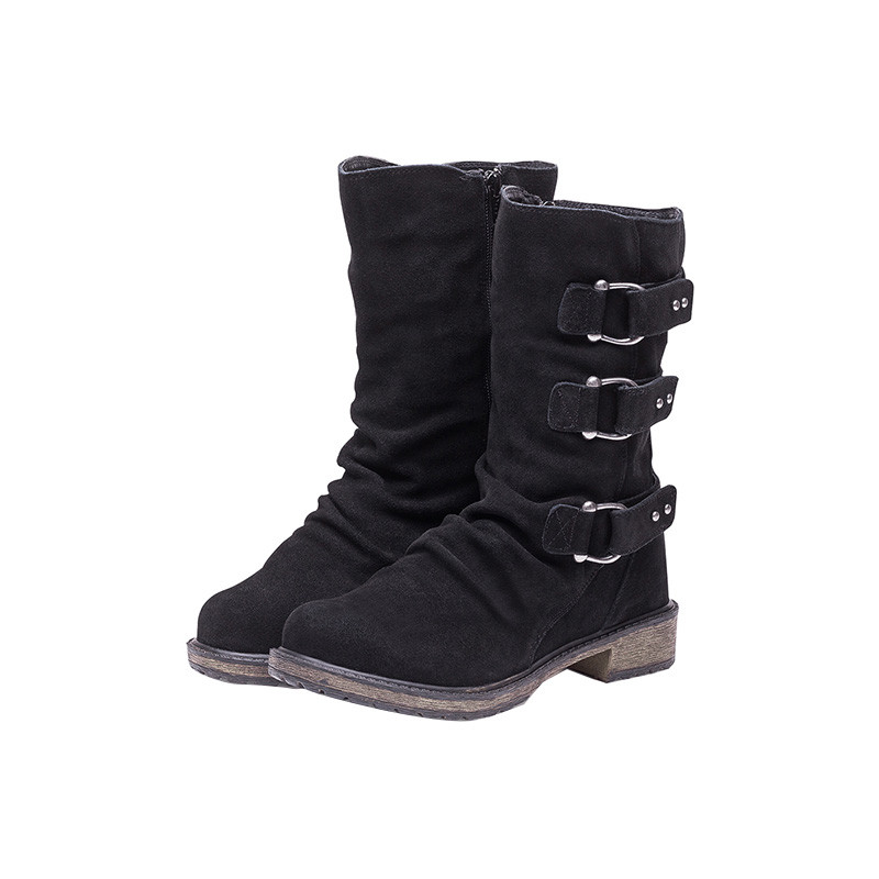 SKECHERS斯凯奇女士复古机车靴48452 黑色/BLK 38码