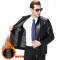 海宁真皮皮衣男士皮夹克头层绵羊皮休闲外套男冬装加棉加绒皮衣男纯皮羊皮山羊皮鄂尔多斯金利来雅戈尔阿玛尼梦特娇正品皮衣外套 8865黑色加绒 XXL185-100A