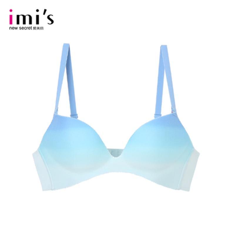 IMIS爱美丽女士内衣 收副乳有/无钢圈胸罩调整型性感聚拢上托文胸IM17RL1 渐变蓝无钢圈 75A
