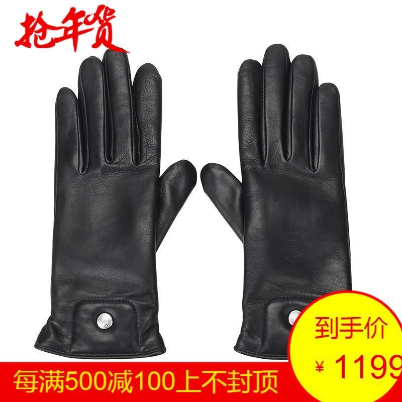 Longchamp 珑骧 LE PLIAGE CUIR 女士系列羊皮手套 8492 031 001-T65-黑色