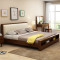 木帆 床 实木床 北欧现代 1.5米 1.8米单人双人床卧室家具 1.8米床+乳胶床垫+床头柜*1【框架床】