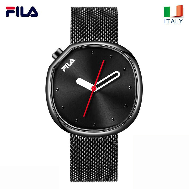 斐乐（FILA）情侣表手表时尚潮流拼接运动大表盘腕表石英表FL38-162-608 黑壳黑面钢带FL38-162-607
