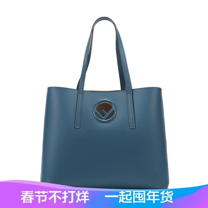 Fendi 女士牛皮购物袋手提单肩包 8BH348 A0ZG F13DQ-蓝色