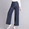 恒源祥高腰阔腿裤女春条纹九分裤2019秋韩版宽松裤子显瘦直筒西裤_1 170/80A AX1942牛仔条