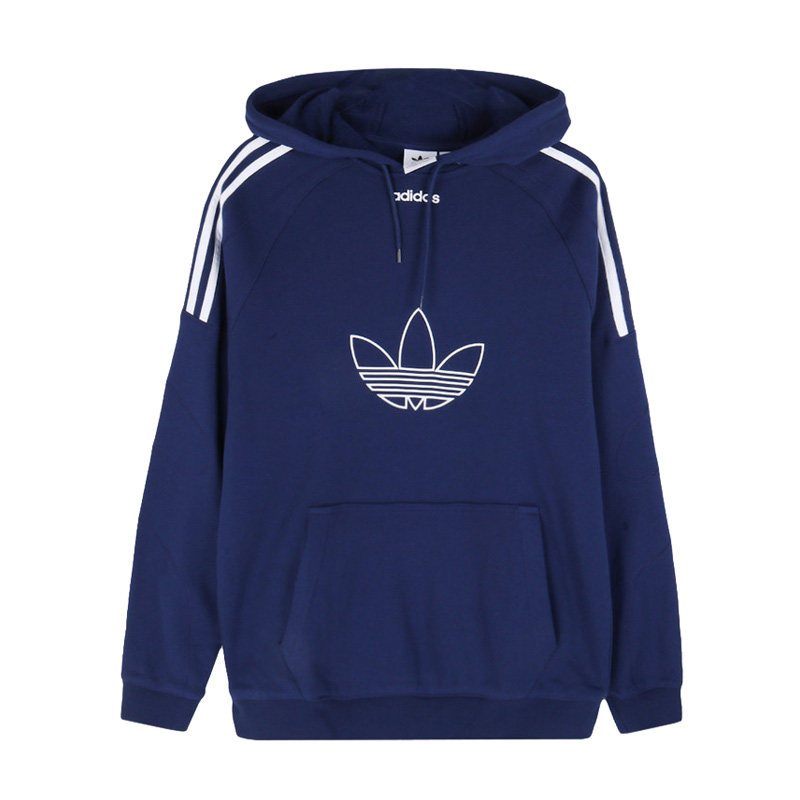 ADIDAS阿迪达斯三叶新款男子长袖连帽上衣休闲套头衫卫衣DU8206 L DU8206