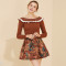 美丽衣橱套装女春2019春装新款可爱荷叶领线衣高腰百褶短裙两件套A3D1812 S 驼色